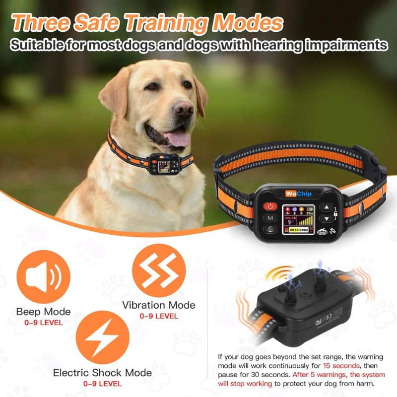 Collar Valla Inalámbrica GPS, Antiladridos Recargable. Para Perros 15-120 lbs. ¡Seguridad Total!