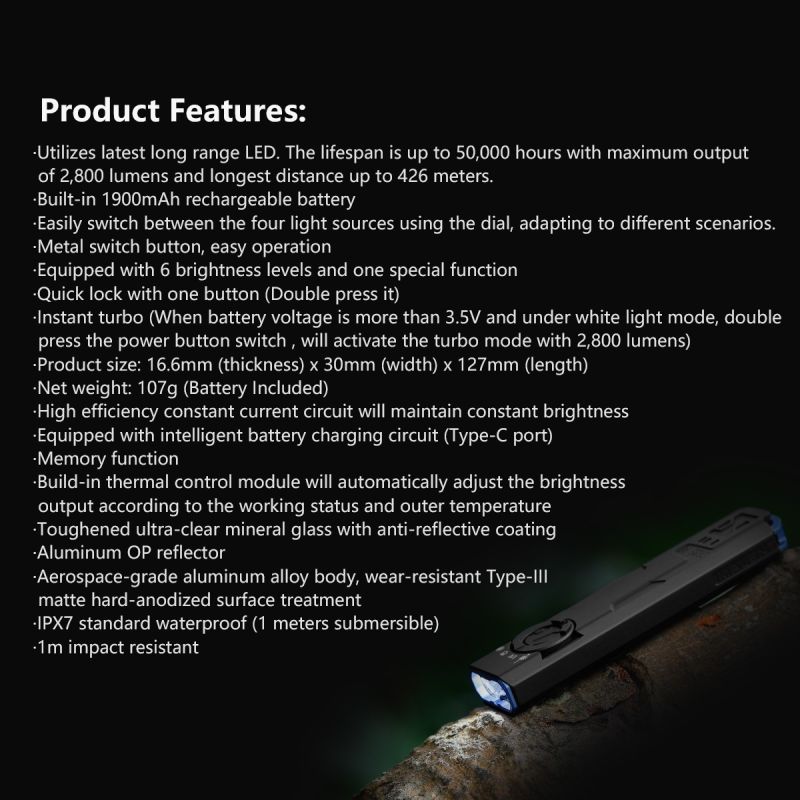 IMALENT GR35 Linterna LED EDC Compacta 2800 Lúmenes Verde - Potente y Portátil