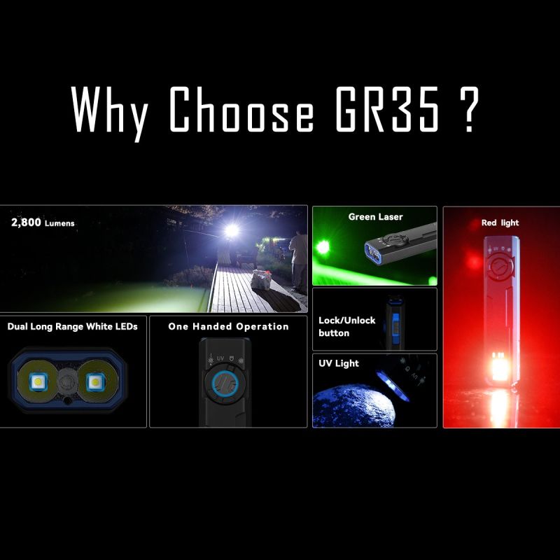 IMALENT GR35 Linterna LED EDC Compacta 2800 Lúmenes Verde - Potente y Portátil