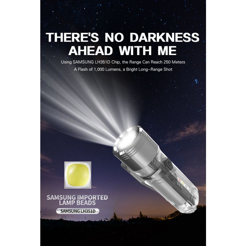 GT13 TIKI Mini luz llavero USB recargable 1000 lúmenes portátil ligera para exploración y aventura 62g