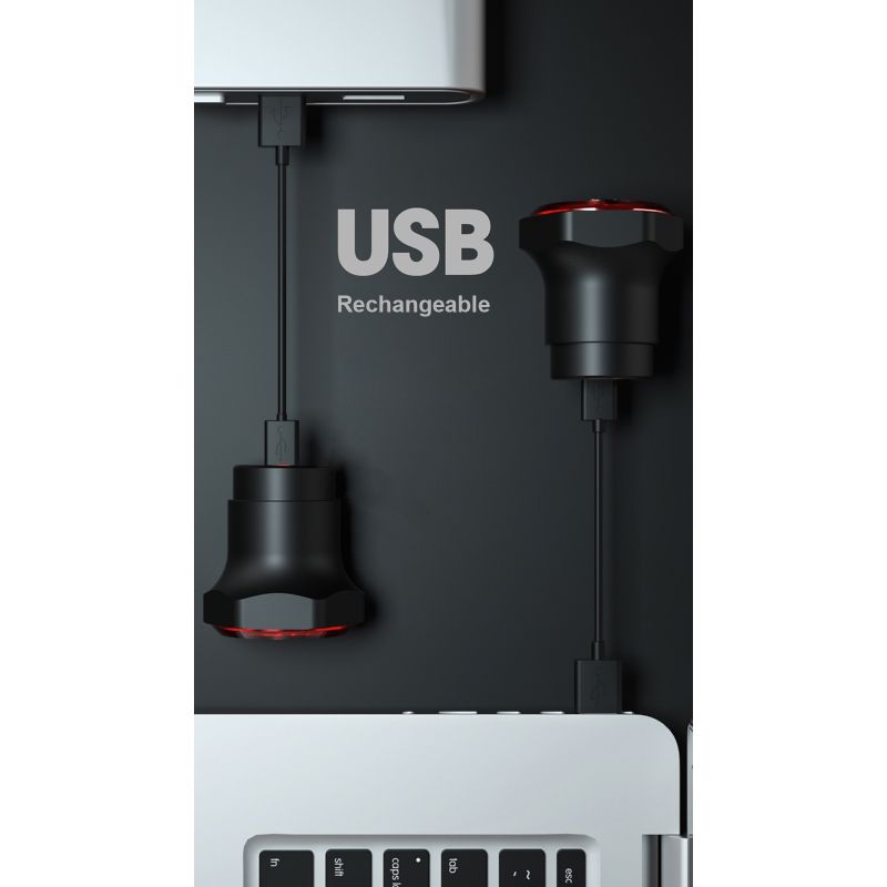 Luz Trasera Inteligente Bicicleta Auto Inicio Parada Freno IPX6 Impermeable Carga USB Seguridad Ciclismo LED