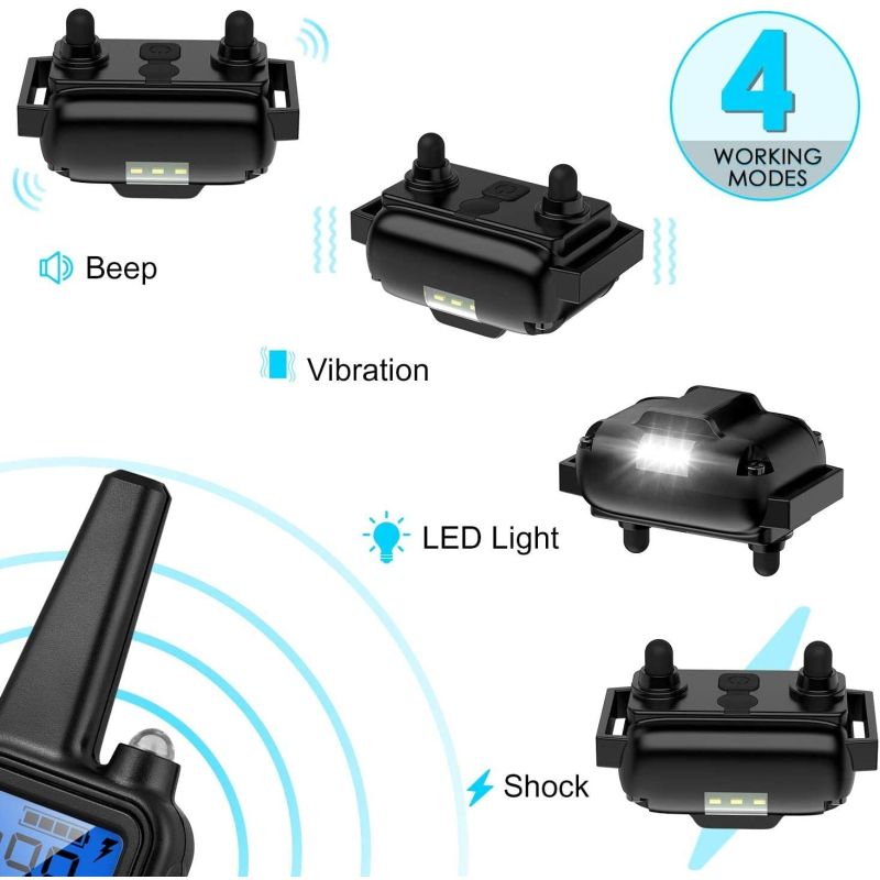 Collar de Entrenamiento Eléctrico e Impermeable para Perros con Control Remoto Pantalla LCD y Modos Ajustables