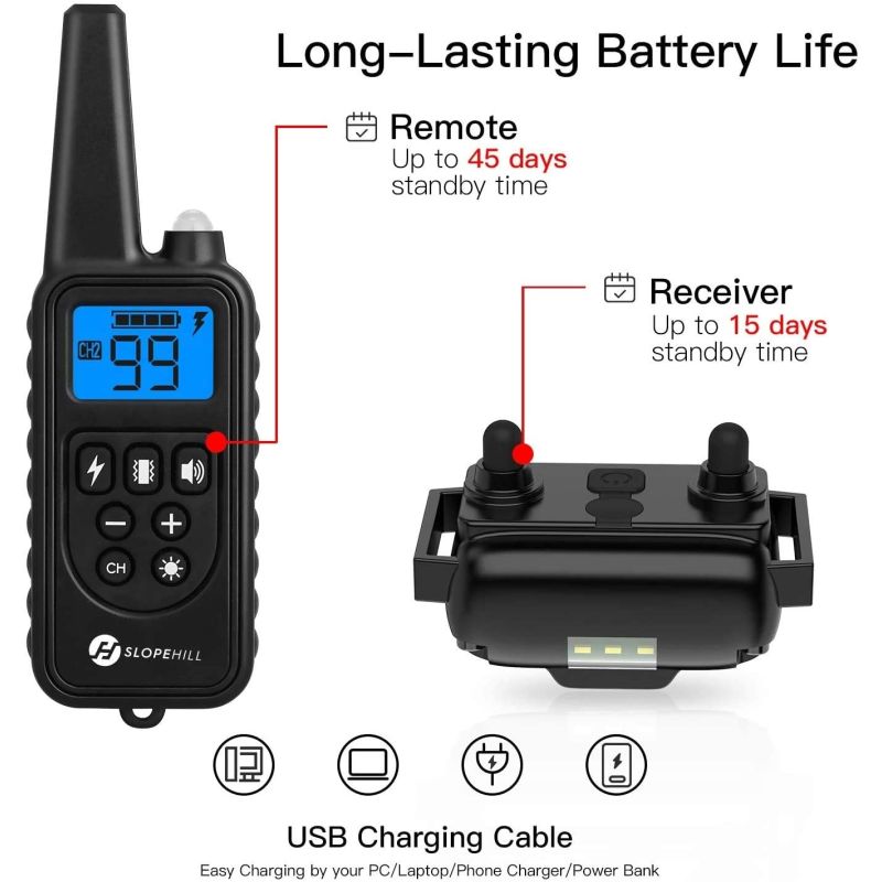 Collar de Entrenamiento Eléctrico e Impermeable para Perros con Control Remoto Pantalla LCD y Modos Ajustables