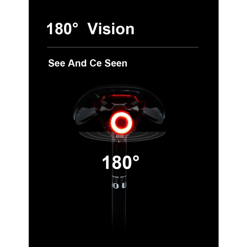 Luz Trasera Inteligente Bicicleta Auto Inicio Parada Freno IPX6 Impermeable Carga USB Seguridad Ciclismo LED