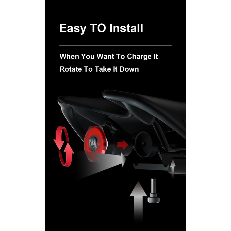 Luz Trasera Inteligente Bicicleta Auto Inicio Parada Freno IPX6 Impermeable Carga USB Seguridad Ciclismo LED