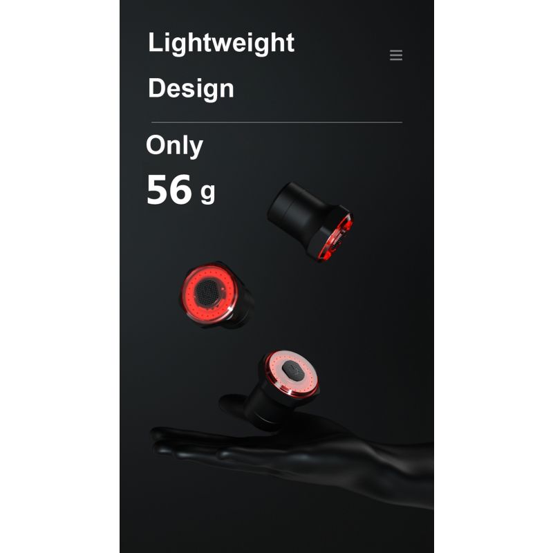 Luz Trasera Inteligente Bicicleta Auto Inicio Parada Freno IPX6 Impermeable Carga USB Seguridad Ciclismo LED