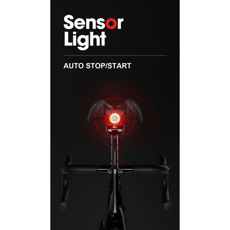 Luz Trasera Inteligente Bicicleta Auto Inicio Parada Freno IPX6 Impermeable Carga USB Seguridad Ciclismo LED