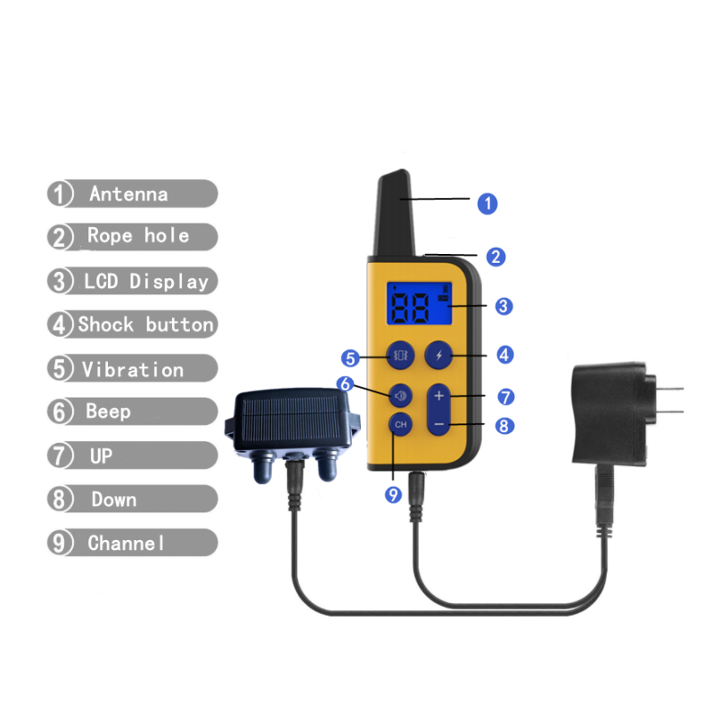 Collar eléctrico para perros 2020 impermeable con control remoto 1000m y niveles de estimulación ajustables