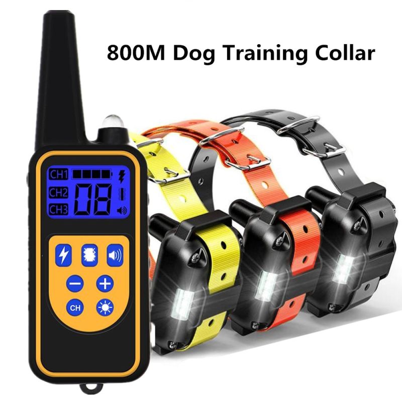 Nuevo collar eléctrico de entrenamiento para perros impermeable 800 yardas con pantalla LCD vibración y sonido