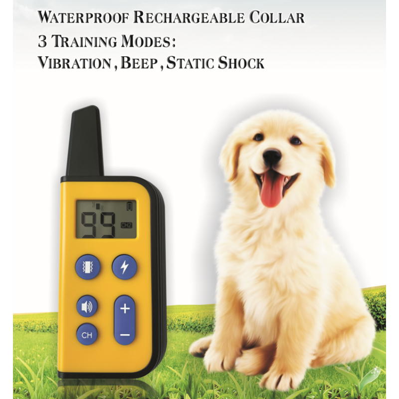 Collar eléctrico para perros 2020 impermeable con control remoto 1000m y niveles de estimulación ajustables