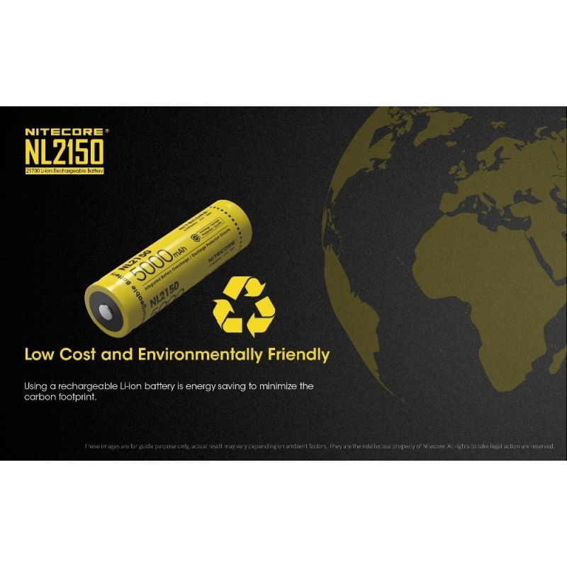 Batería recargable NITECORE NL2150 5000mAh 3.6V ligera de alto rendimiento ideal para linternas y dispositivos