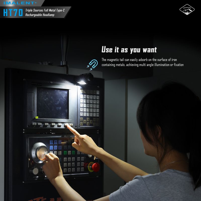 Linterna frontal IMALENT HT70 3500 lúmenes triple fuente de luz LED XHP50.3 ALTO recargable ideal para aventura