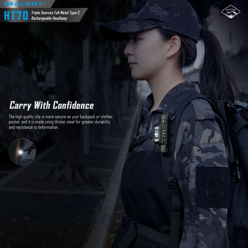 Linterna frontal IMALENT HT70 3500 lúmenes triple fuente de luz LED XHP50.3 ALTO recargable ideal para aventura