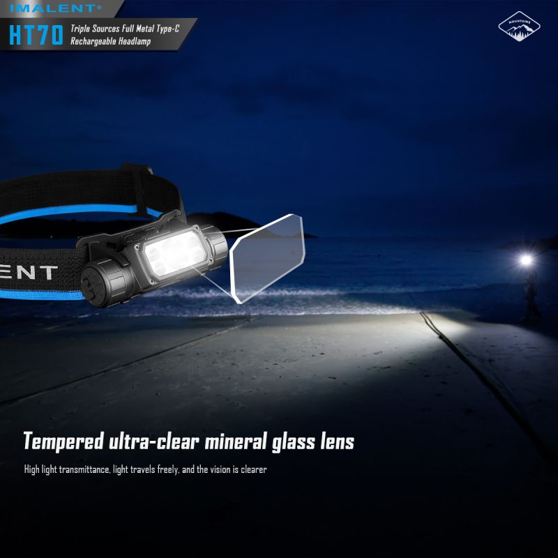 Linterna frontal IMALENT HT70 3500 lúmenes triple fuente de luz LED XHP50.3 ALTO recargable ideal para aventura