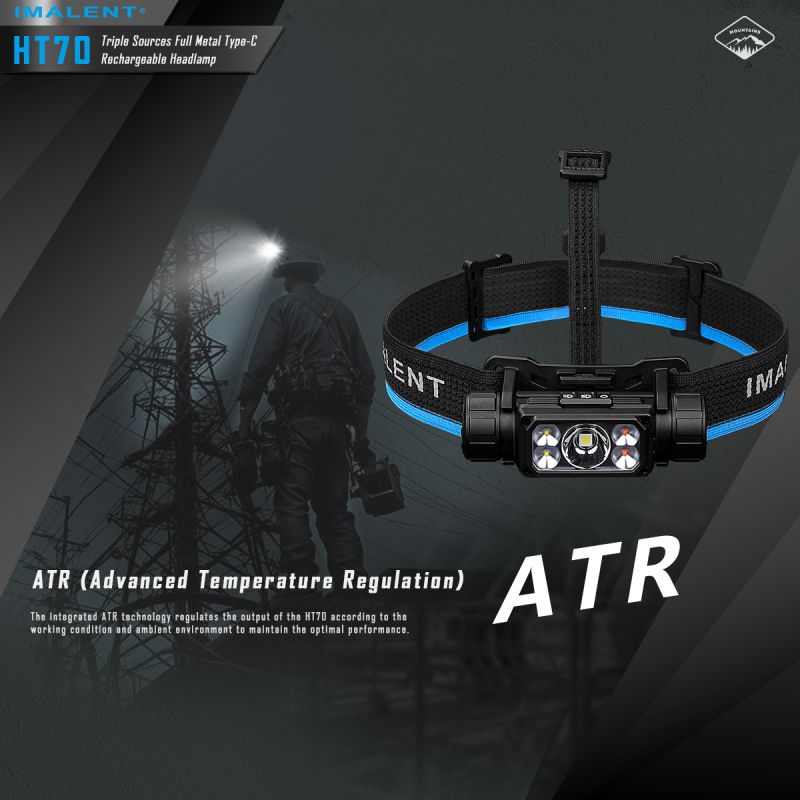 Linterna frontal IMALENT HT70 3500 lúmenes triple fuente de luz LED XHP50.3 ALTO recargable ideal para aventura