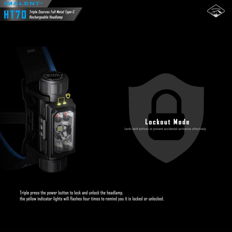 Linterna frontal IMALENT HT70 3500 lúmenes triple fuente de luz LED XHP50.3 ALTO recargable ideal para aventura