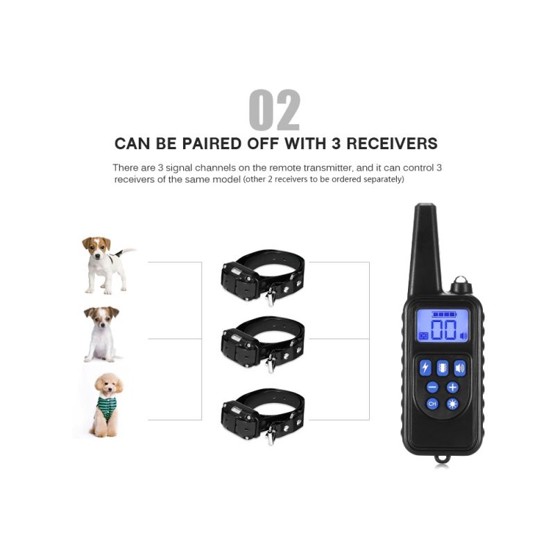 Collar de Entrenamiento Eléctrico 800m Recargable Impermeable con Pantalla LCD y Modos Ajustables para Perros