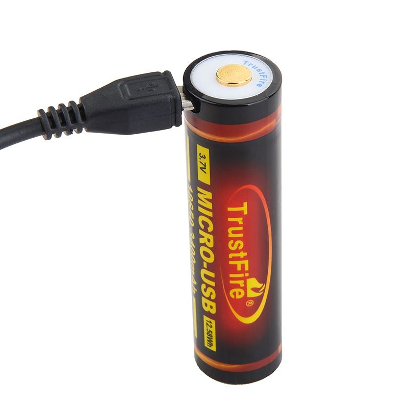Batería TrustFire 18650 3400mAh Micro USB Recargable Ecológica Alta Capacidad para Linternas y Dispositivos Electrónicos
