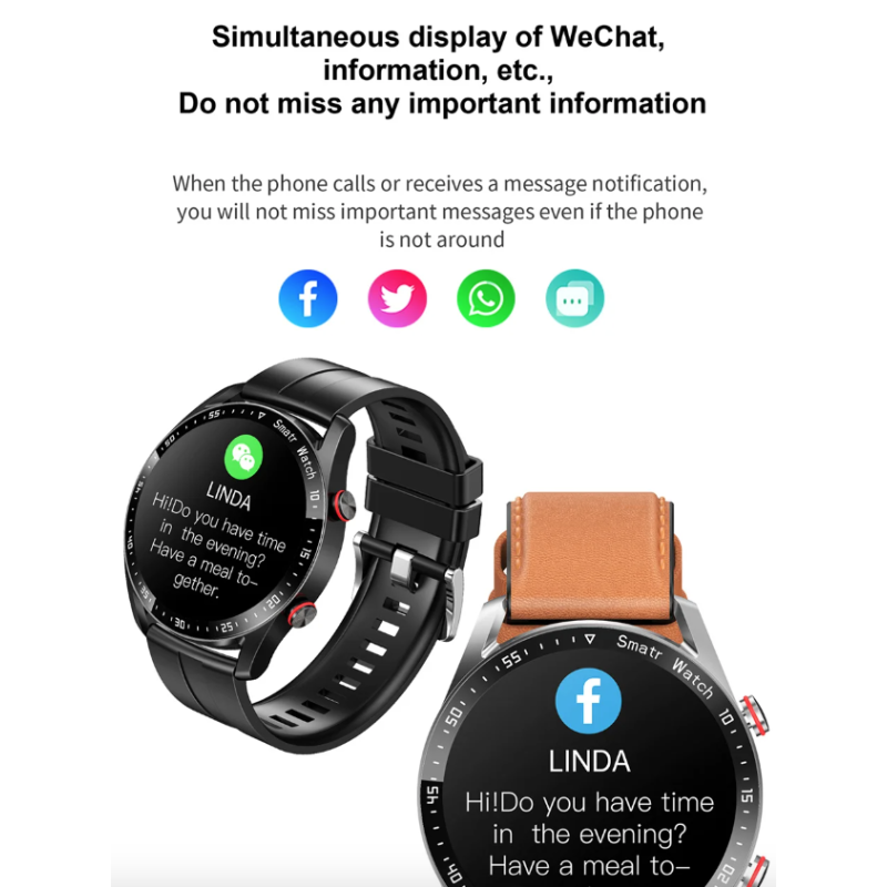 Smartwatch HW20 con Llamadas Bluetooth y ECG, 1.28 pulgadas, Monitoreo de Salud, iOS y Android