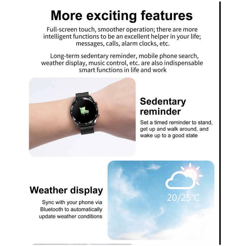 Smartwatch HW20 con Llamadas Bluetooth y ECG, 1.28 pulgadas, Monitoreo de Salud, iOS y Android