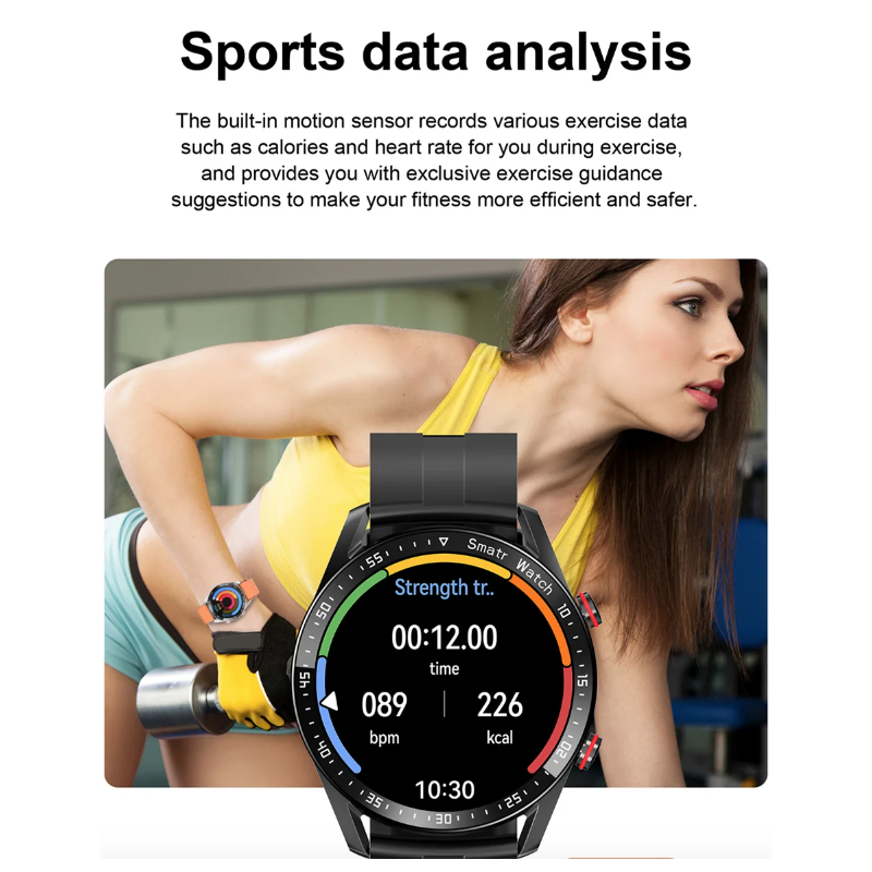 Smartwatch HW20 con Llamadas Bluetooth y ECG, 1.28 pulgadas, Monitoreo de Salud, iOS y Android