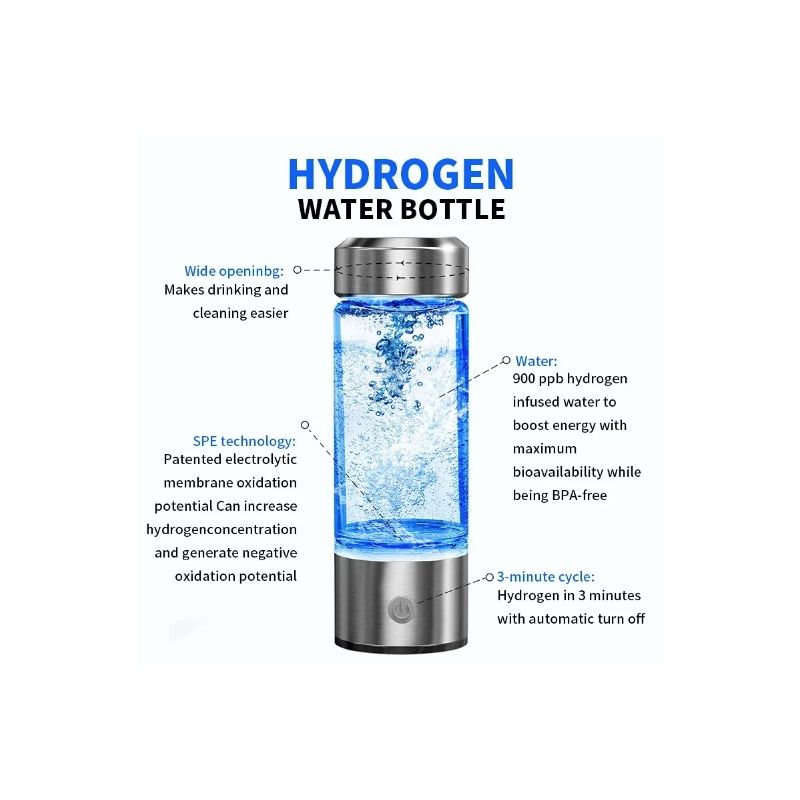Generador de Hidrógeno Portátil Taza de Agua 420ml Agua Rica en Hidrógeno Para Salud Celular y Bienestar