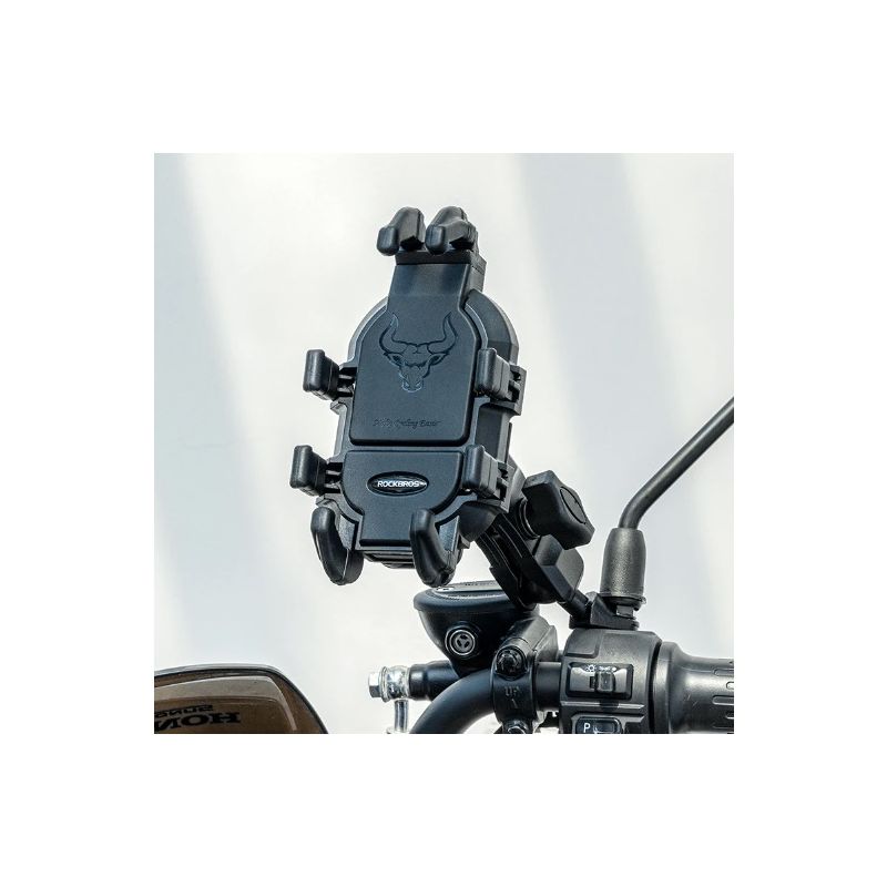 Soporte de teléfono ROCKBROS giratorio aluminio ajustable para motocicleta y bicicleta con silicona antideslizante