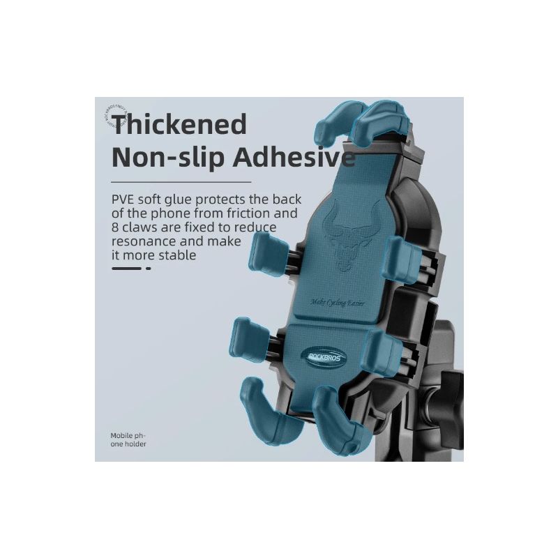 Soporte de teléfono ROCKBROS giratorio aluminio ajustable para motocicleta y bicicleta con silicona antideslizante