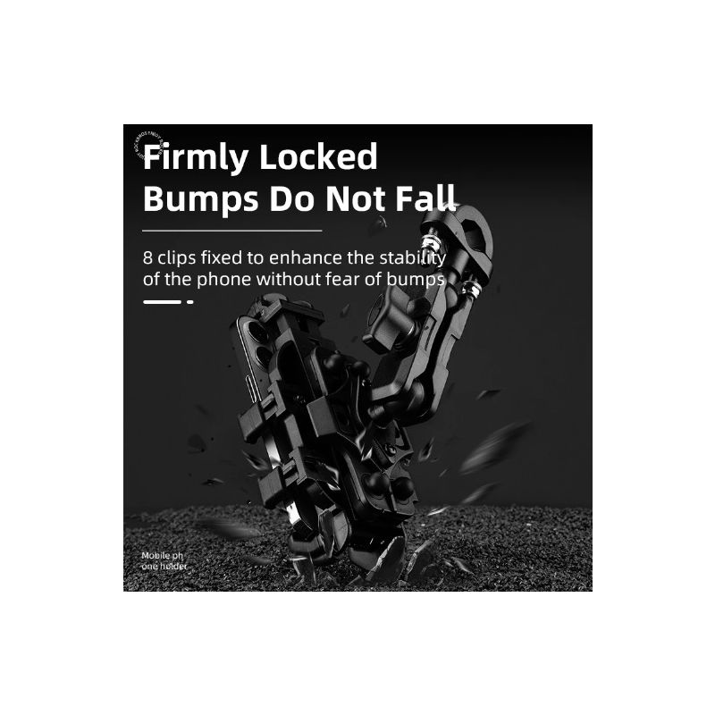 Soporte de teléfono ROCKBROS giratorio aluminio ajustable para motocicleta y bicicleta con silicona antideslizante