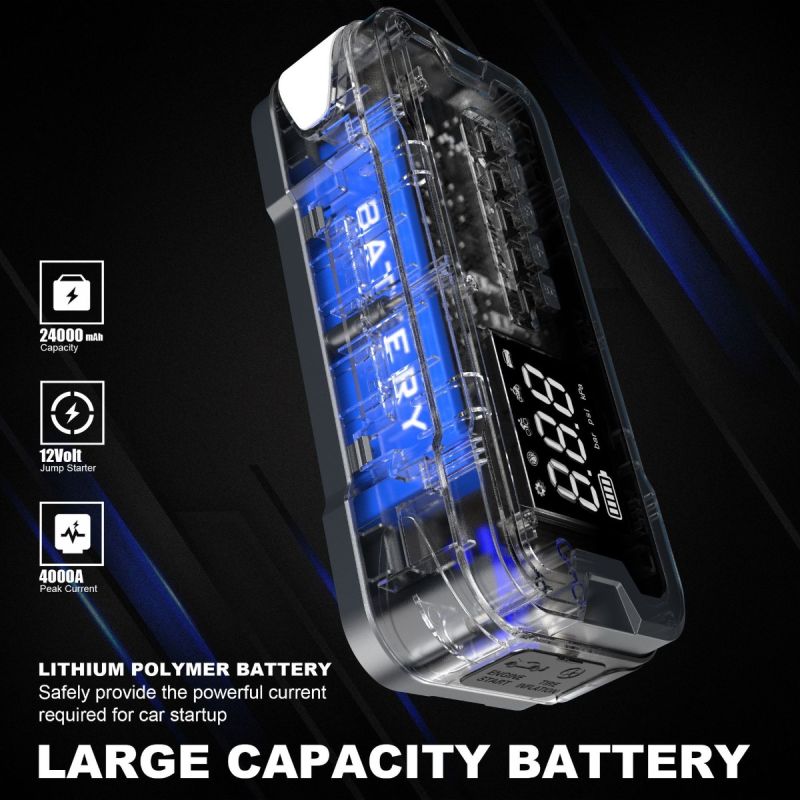 Dispositivo de Arranque y Banco de Poder Corriente 2000A Bomba de inflado 150PSI Cargador Portátil Emergencias