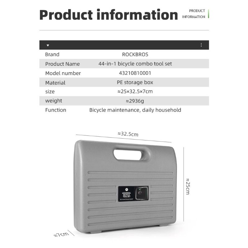 ROCKBROS set de reparación de bicicletas herramientas de acero al carbono almacenamiento compacto para ciclistas