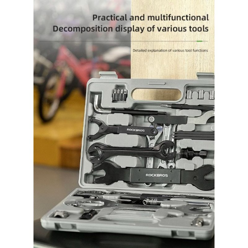 ROCKBROS set de reparación de bicicletas herramientas de acero al carbono almacenamiento compacto para ciclistas