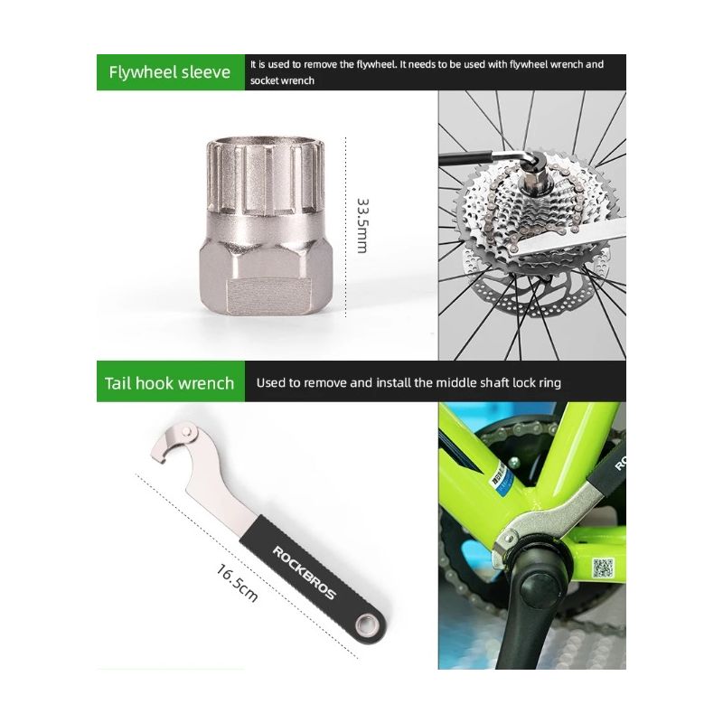 ROCKBROS set de reparación de bicicletas herramientas de acero al carbono almacenamiento compacto para ciclistas