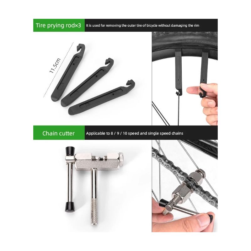 ROCKBROS set de reparación de bicicletas herramientas de acero al carbono almacenamiento compacto para ciclistas