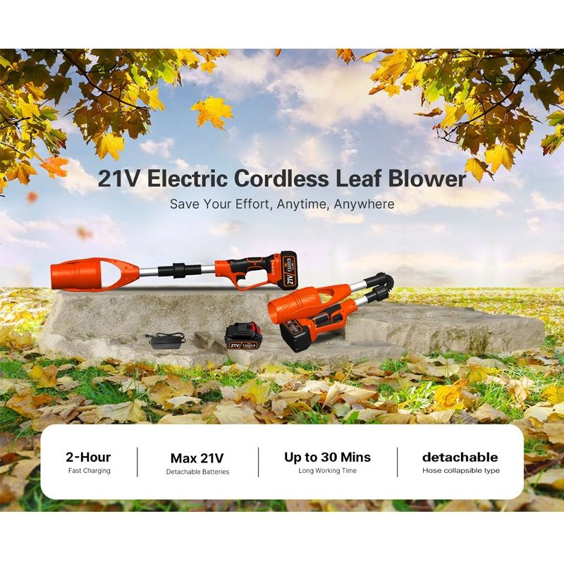 Soplador de hojas inalámbrico, potente ventilador violento de batería de litio para limpieza de jardín