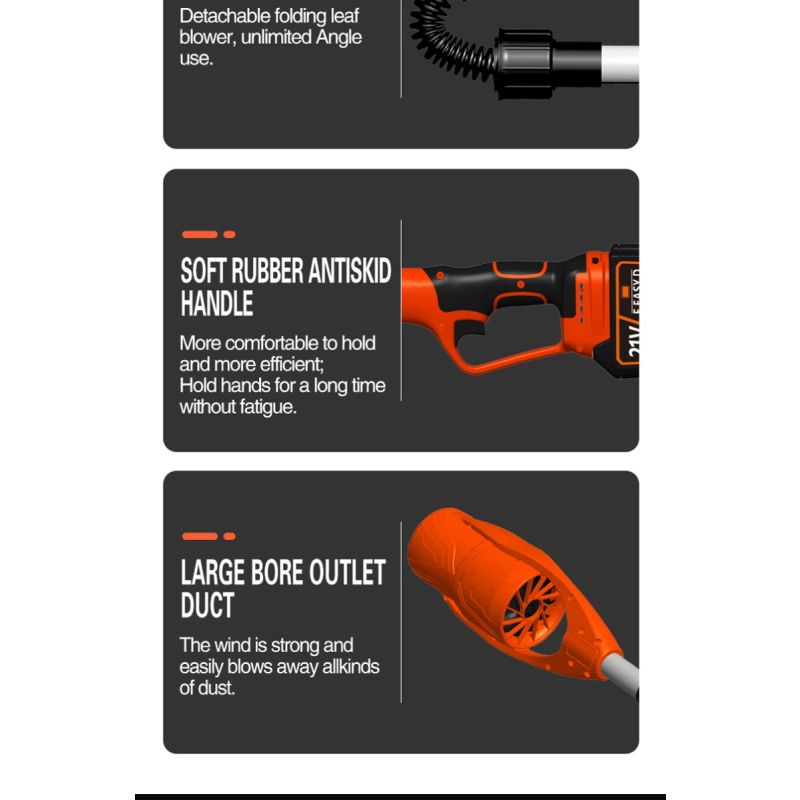 Soplador de hojas inalámbrico, potente ventilador violento de batería de litio para limpieza de jardín