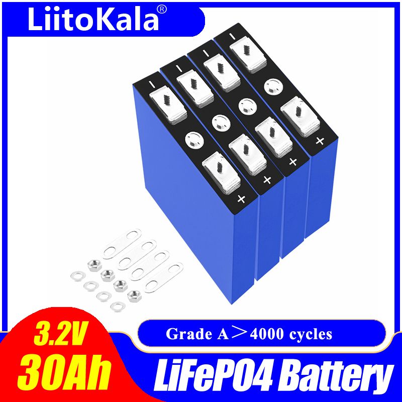 Batería LiitoKala 3.2V 30Ah Lifepo4 4S 12.8V para Vehículo Eléctrico Ecológica Alta Densidad de Energía