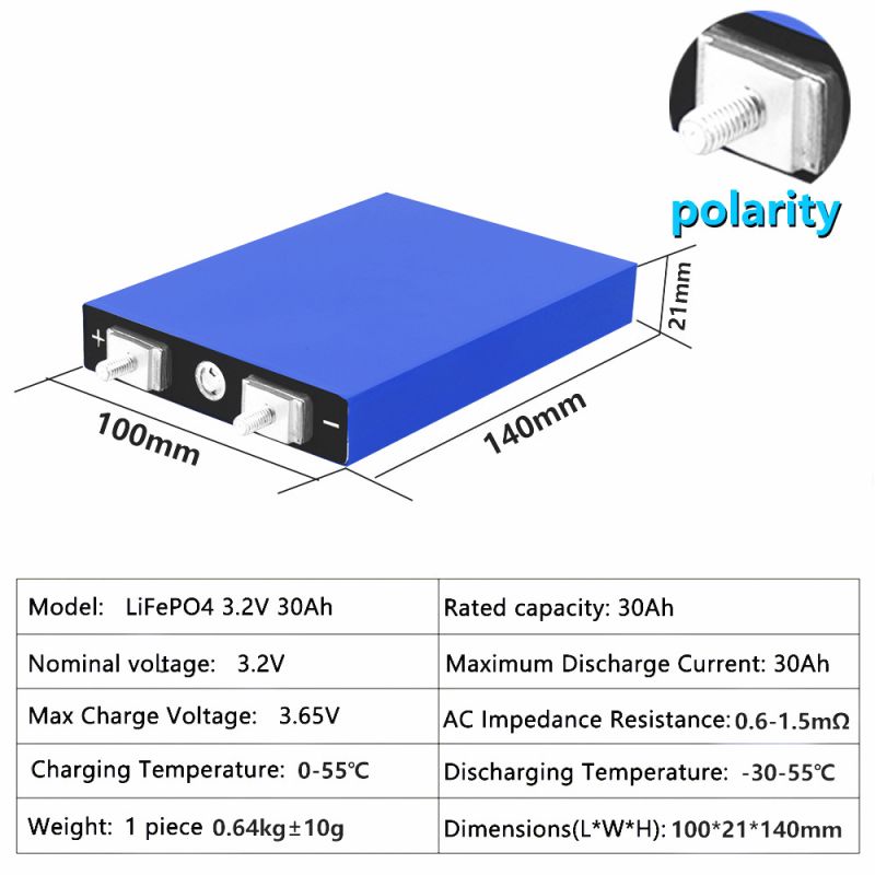 Batería LiitoKala 3.2V 30Ah Lifepo4 4S 12.8V para Vehículo Eléctrico Ecológica Alta Densidad de Energía