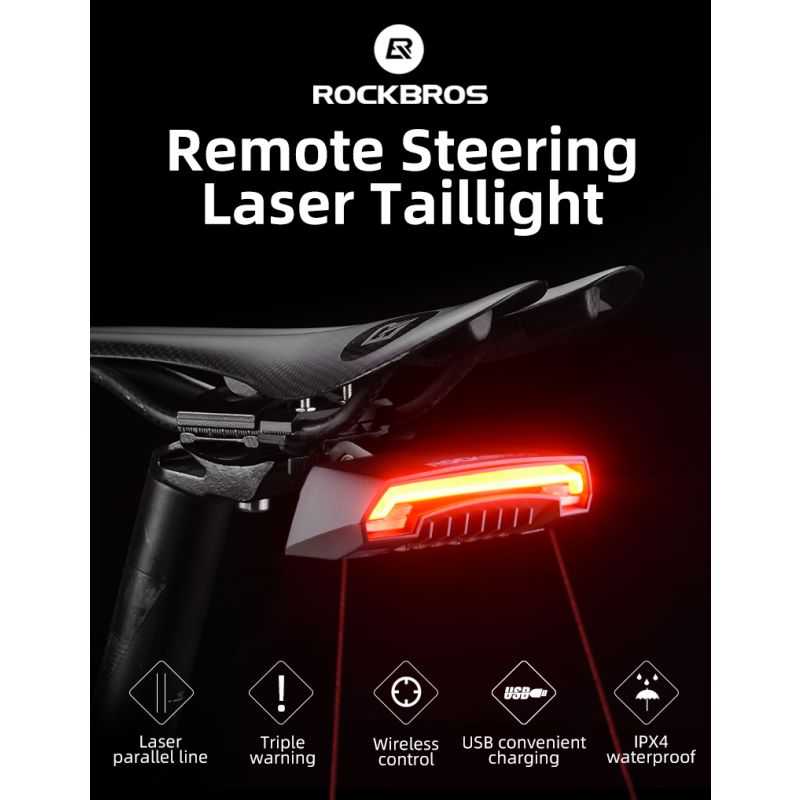 Luz de bicicleta ROCKBROS LKWD-R1 LED inteligente señal de giro MTB carretera control remoto inalámbrico