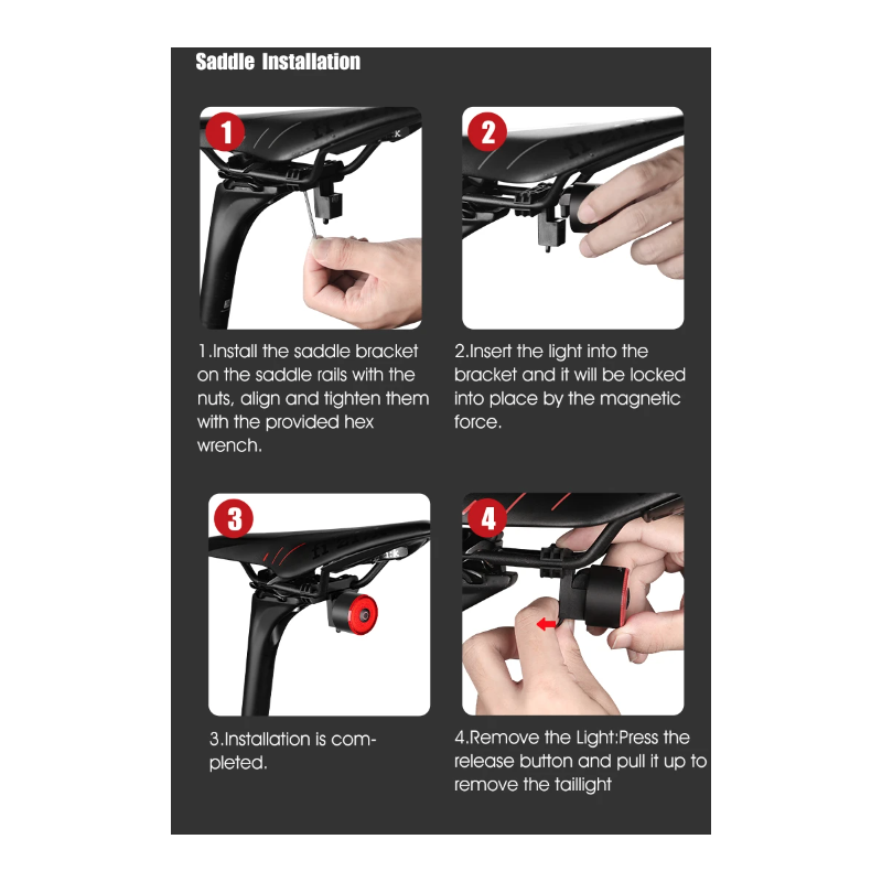 Gaciron LOOP-100 Luz Trasera Magnética para Sillín Alta Luminosidad Aluminio con Sensor de Freno Seguridad Ciclismo
