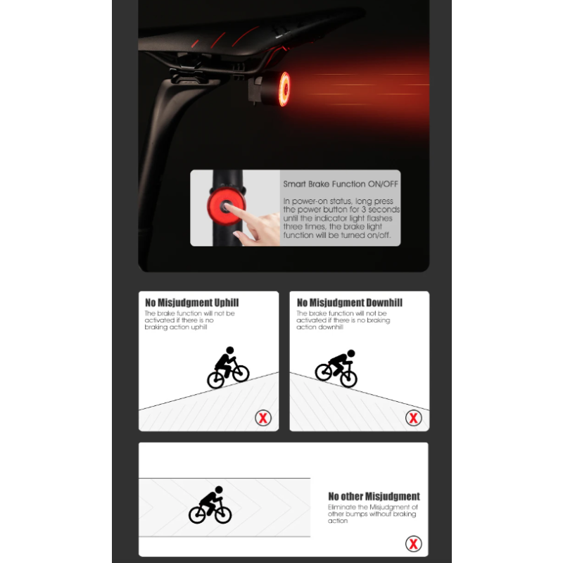Gaciron LOOP-100 Luz Trasera Magnética para Sillín Alta Luminosidad Aluminio con Sensor de Freno Seguridad Ciclismo