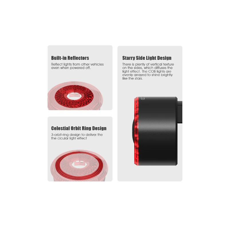 Gaciron LOOP-100 Luz Trasera Magnética para Sillín Alta Luminosidad Aluminio con Sensor de Freno Seguridad Ciclismo