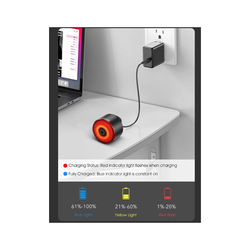 Gaciron LOOP-100 Luz Trasera Magnética para Sillín Alta Luminosidad Aluminio con Sensor de Freno Seguridad Ciclismo