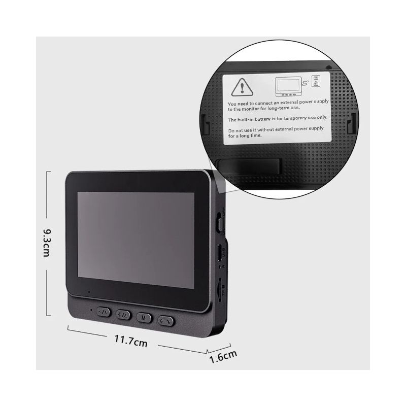 Timbre de Puerta Inalámbrico M12 Videoportero con Cámara de Mirilla IPS Seguridad Mejorada Instalación Sin WiFi