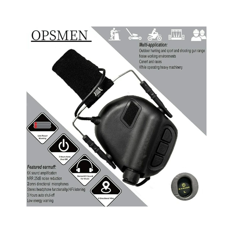 EARMOR M31 MOD4 Orejeras Electrónicas Protección Auditiva Caza al Aire Libre Diseño Duradero Amplificación Sonido