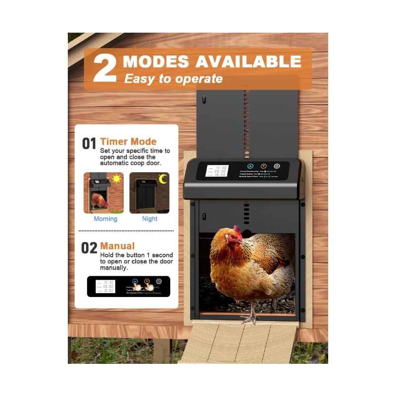 Abridor Automático de Puerta de Gallinero M5 con Temporizador Integrado y Construcción Duradera para Gallinas