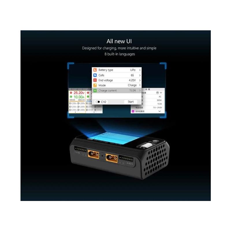 Cargador Inteligente MINI ToolkitRC M6D Doble Canal 500W 15A DC para baterías LiPo NiMh Carga Eficiente