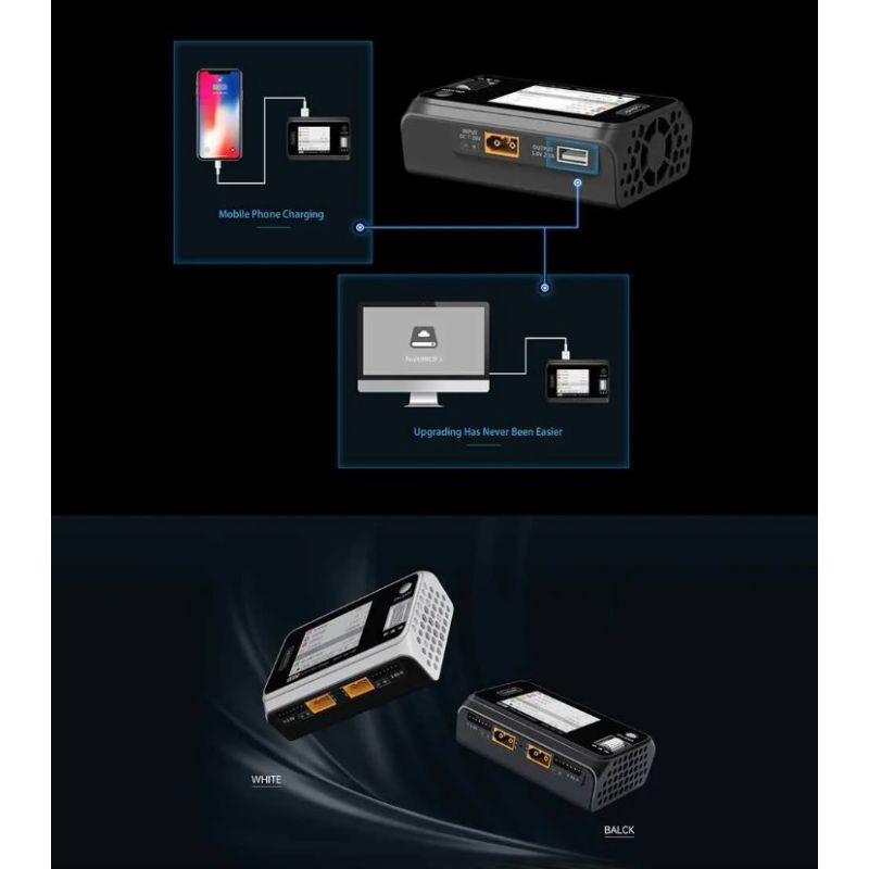 Cargador Inteligente MINI ToolkitRC M6D Doble Canal 500W 15A DC para baterías LiPo NiMh Carga Eficiente