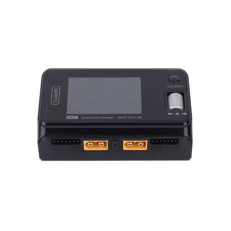 Cargador Inteligente MINI ToolkitRC M6D Doble Canal 500W 15A DC para baterías LiPo NiMh Carga Eficiente