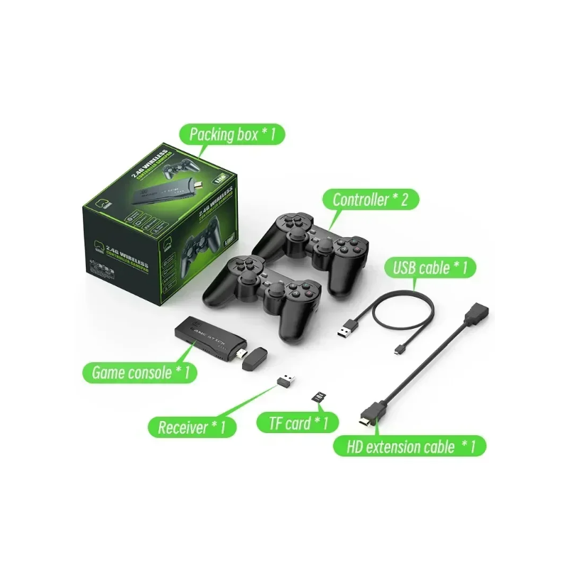 Consola de Videojuegos M8 con Controlador Inalámbrico 2.4G y Juegos Retro 4K Modelos de 32G 64G hasta 10000 Juegos